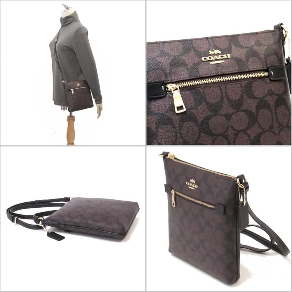 Coach Dark Brown Signature Crossbody Bag - Picture 2 of 7